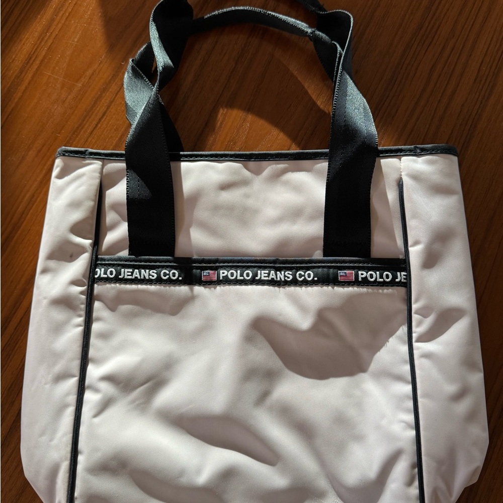 RL Polo Pale Pink and Black Piping Tote Bag